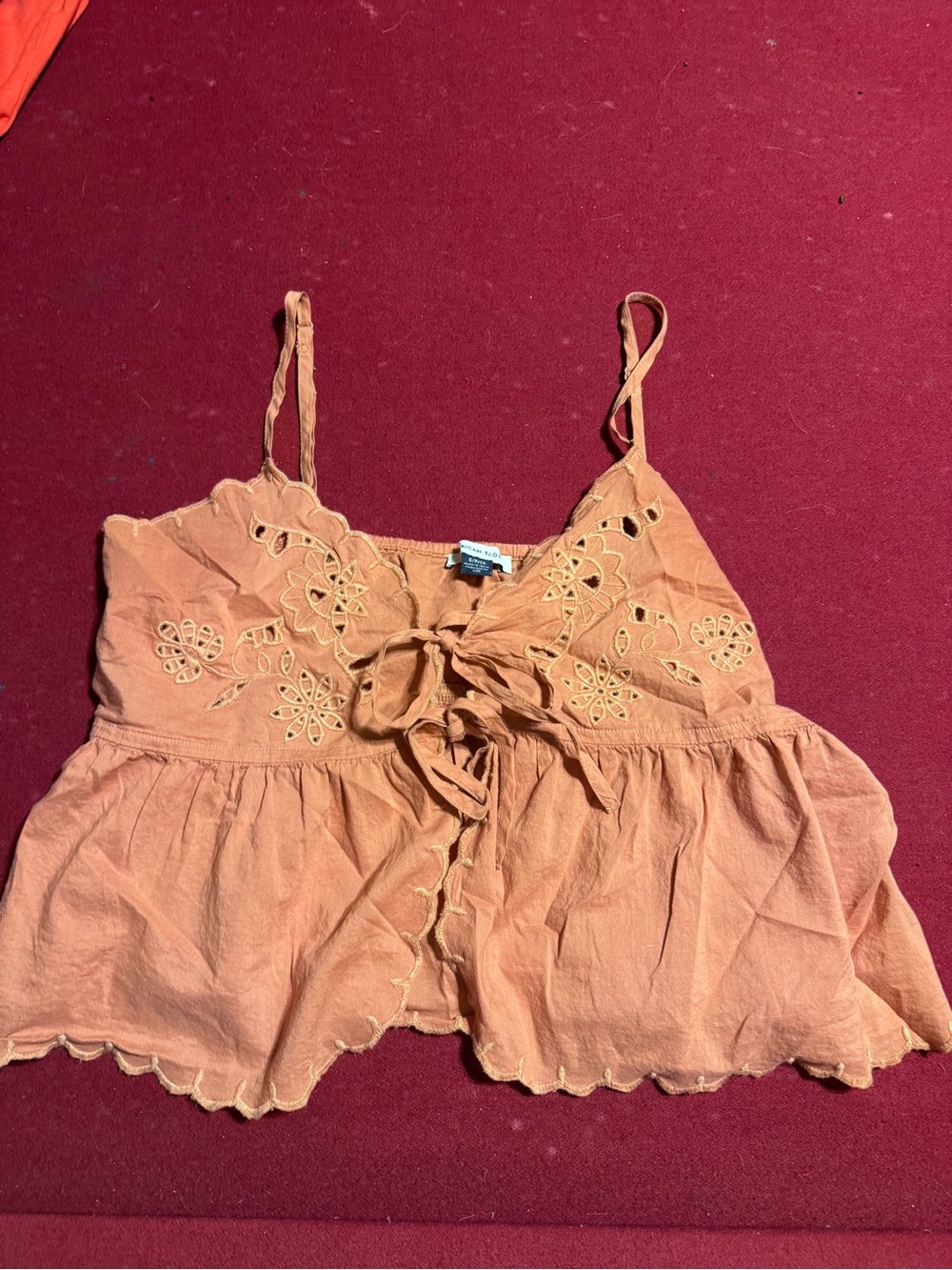 American Eagle Rust Eyelet Tie-Front Too